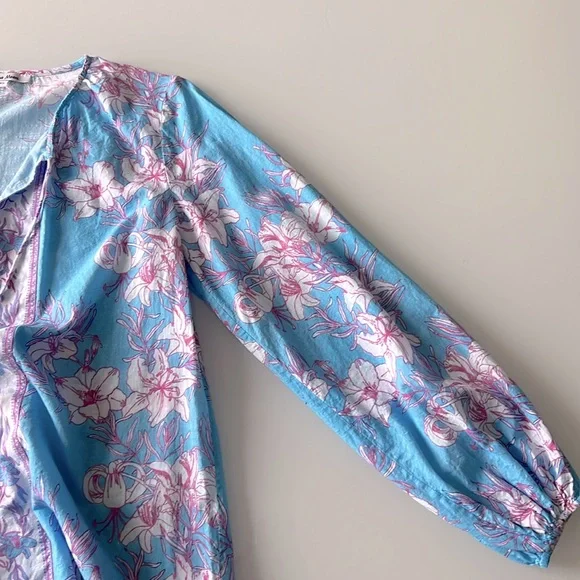 Celina Moon Multi Clover Long Blouson Sleeve Floral Tunic Mini Dress Sz XS - Picture 12 of 13